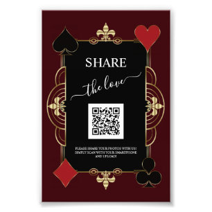 Deep Burgundy Casino Share Photo QR Code Wedding 