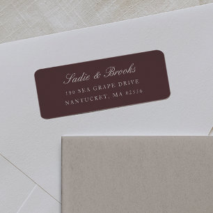 Deep Burgundy Classic Script Return Address Label