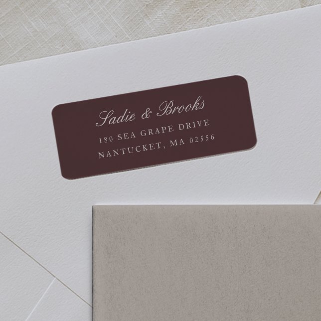 Deep Burgundy Classic Script Return Address Label (Creator Uploaded)
