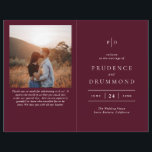 Deep Burgundy Elegant Classic Wedding Program<br><div class="desc">Classic style folded wedding program featuring a simple yet elegant design in a deep burgundy color that is perfect for a fall wedding or a winter / Christmas wedding.  Use the template to add a photo or remove it in the design editing tool.</div>