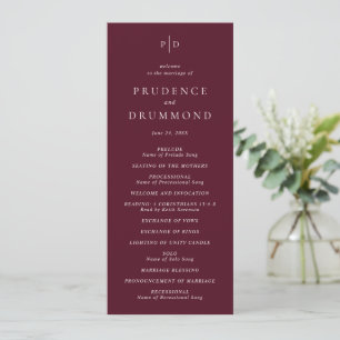 Deep Burgundy Elegant Classic Wedding Program