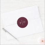 Deep Burgundy Elegant Classic Wedding Round Sticker<br><div class="desc">Classic style wedding candy stickers featuring a simple yet elegant design in a deep burgundy color that is perfect for a fall wedding or a winter / Christmas wedding.</div>