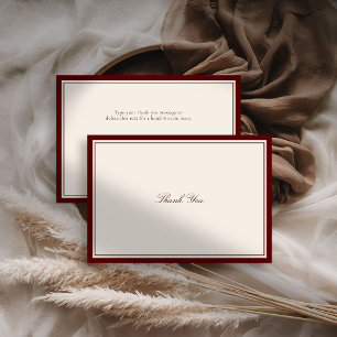Deep Burgundy Estate Formal Modern Classic Wedding Thank You Card