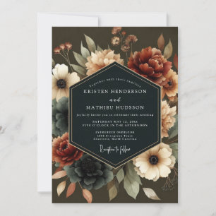 Deep Burgundy Floral Opulence Wedding Invitation