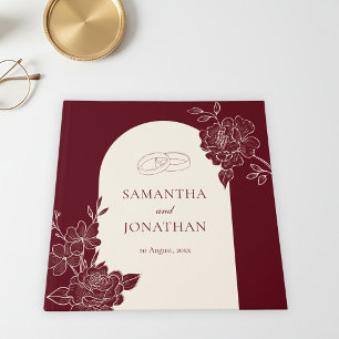 Deep Burgundy Floral with Ivory Arch Wedding Guest Book