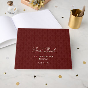 Deep Burgundy Formal Modern Classic Damask Wedding Guest Book