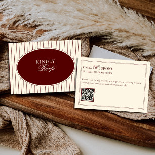 Deep Burgundy Ivory Stripes Oval Old Money RSVP