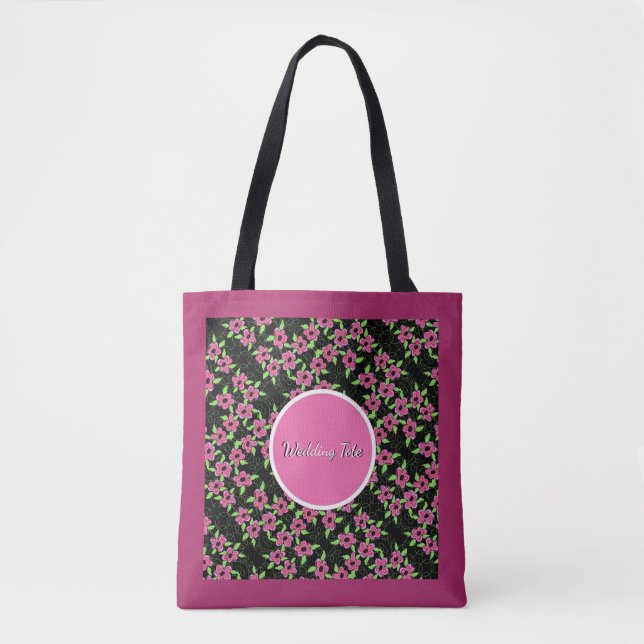 Deep Burgundy Patterned Tote Bag (Front)