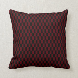 Deep Burgundy Red and Black Woven Pattern Cushion