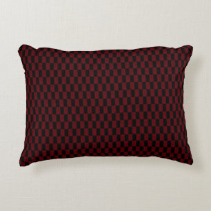 Deep Burgundy Red and Black Woven Pattern Decorative Cushion