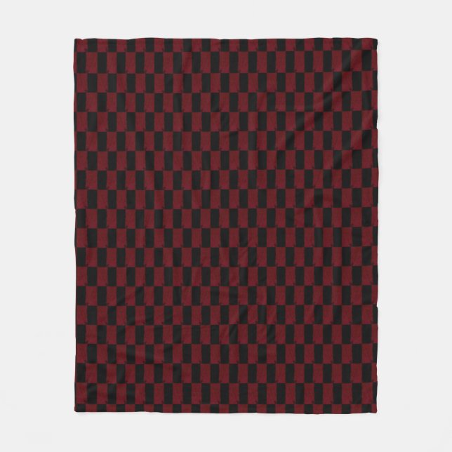 Deep Burgundy Red and Black Woven Pattern Fleece Blanket (Front)