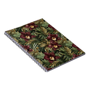 Deep Burgundy Red Orchids Jungle Birthday Notebook