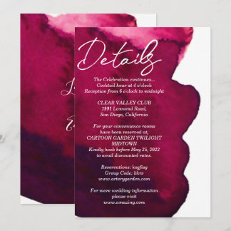 Deep burgundy red watercolor abstract ink wine red invitation