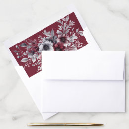 Deep Burgundy Silver Grey Watercolor Floral Custom
