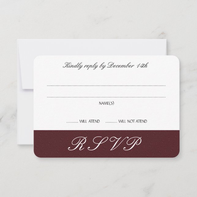 Deep Burgundy Wine Wedding RSVP Cards (Front)