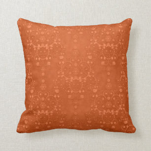 Deep Burnt Orange Fancy Damask Pattern Cushion