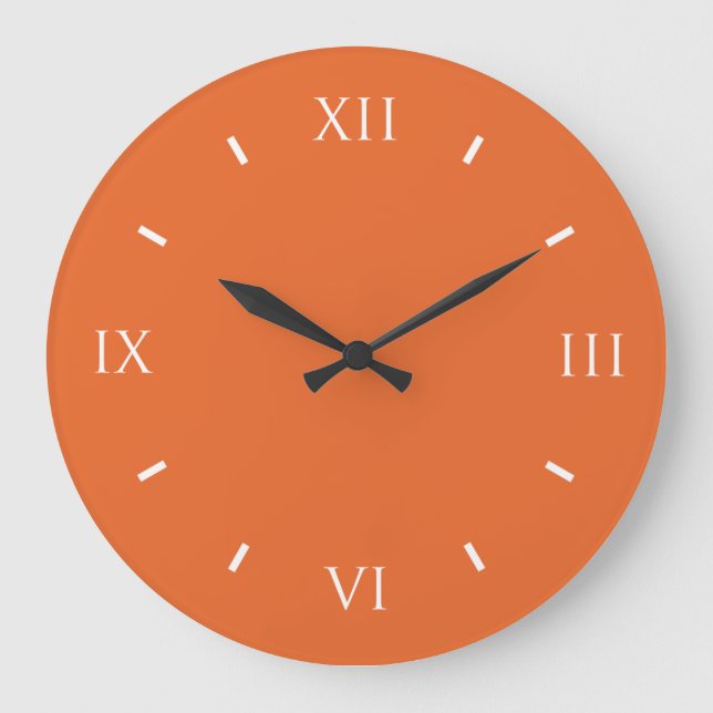 Deep Carrot Orange Classy Solid Colour Large Clock (Front)