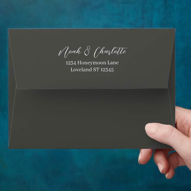 Deep Charcoal Grey Wedding Special Occasion   Envelope (Hand)