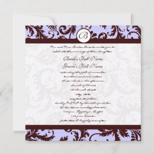 Deep Chocolate Brown Damask Wedding Invitation