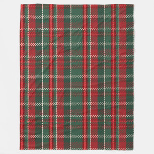 Deep Christmas Red Green Tartan Fleece Blanket