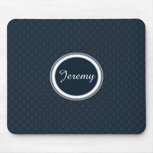 Deep Classic Navy Blue With Custom Monogram Mouse Pad (Front)