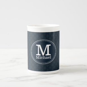 Deep Classic Navy Custom Monogram Bone China Mug