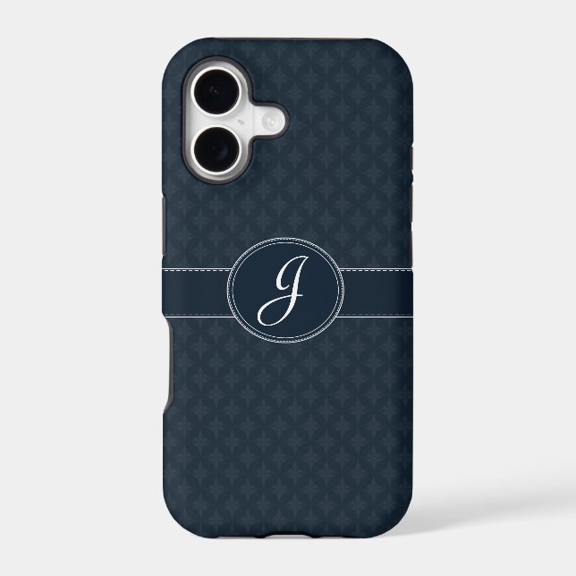 Deep Classic Navy Custom Monogram iPhone 7 Case (Back)