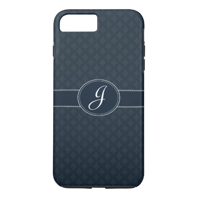 Deep Classic Navy Custom Monogram iPhone 7 Case (Back)