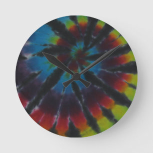 Deep Colour Spiral Swirl Tie Dye Round Clock