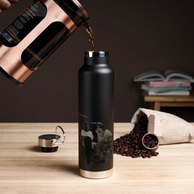 Deep Conversations Black Coffee (Minimalist Art  Water Bottle (Coffee (Rotated))