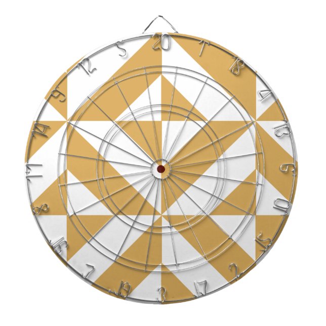 Deep Cool Gold Geometric Deco Cube Pattern Dartboard (Front)