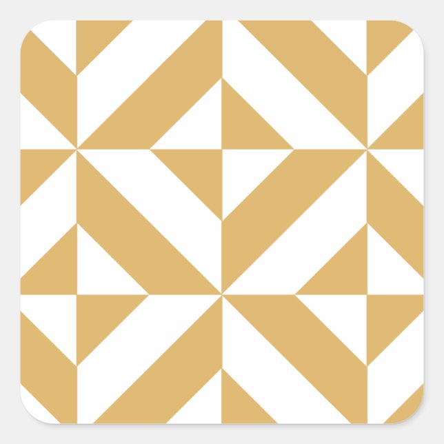 Deep Cool Gold Geometric Deco Cube Pattern Square Sticker (Front)