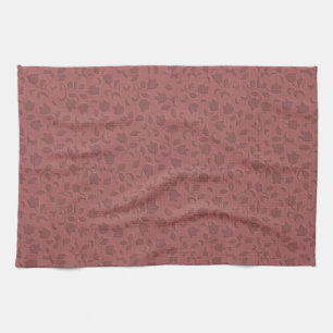 Deep Coral Floral Tea Towel