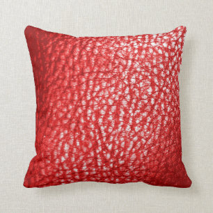 Deep Coral Metalic Leather Print- Solid Cushion
