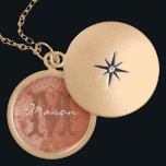 Deep Coral Vintage Damask Monogram Necklace<br><div class="desc">Sweetheart Locket Necklace for her on Valentine's Day or Anniversary. Monogram and Name of your Sweetheart.</div>