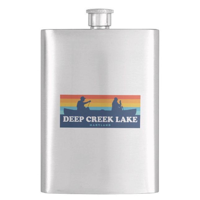 Deep Creek Lake Maryland Canoe Hip Flask (Front)