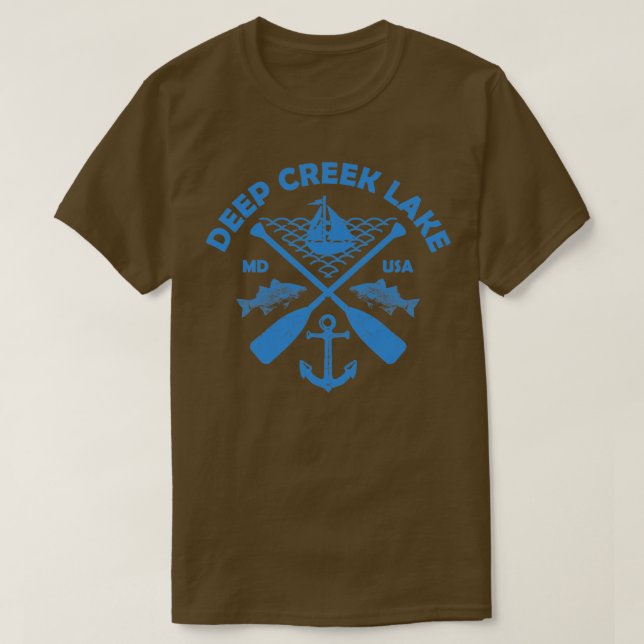 Deep Creek Lake Maryland Fishing Boat Paddle Adven T-Shirt (Design Front)
