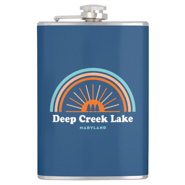 Deep Creek Lake Maryland Rainbow Hip Flask (Front)