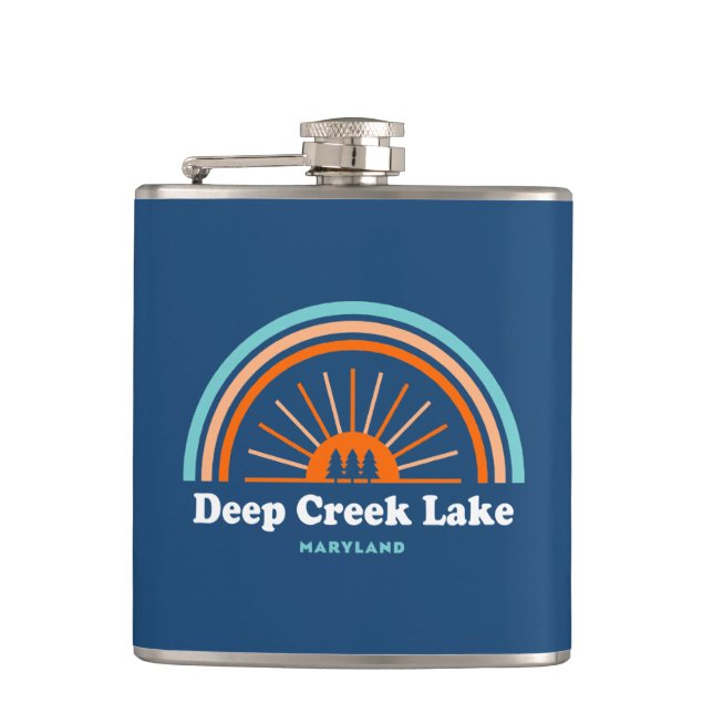 Deep Creek Lake Maryland Rainbow Hip Flask (Front)