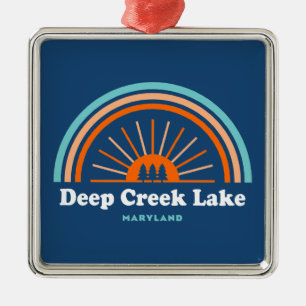 Deep Creek Lake Maryland Rainbow Metal Ornament
