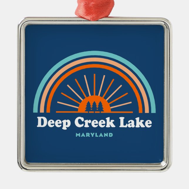 Deep Creek Lake Maryland Rainbow Metal Ornament (Front)