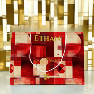 Deep Crimson Abstract Geometric Large Gift Bag