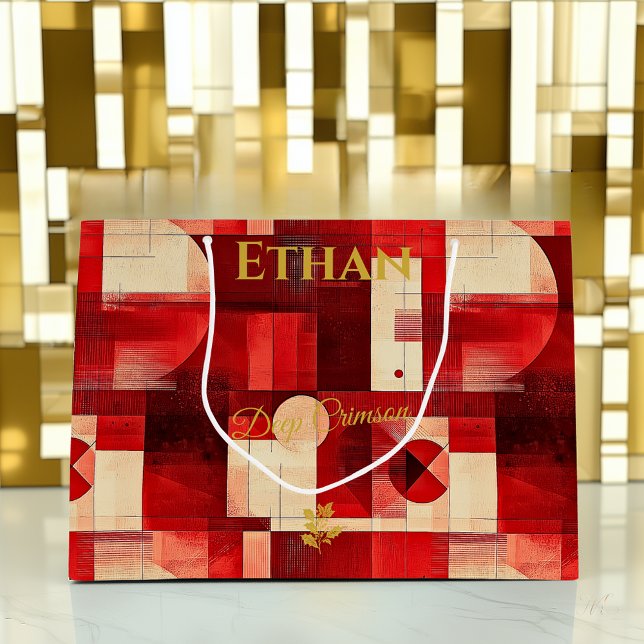 Deep Crimson Abstract Geometric  Large Gift Bag (Creator Uploaded)