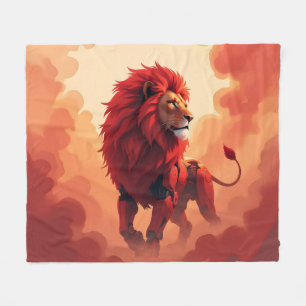 Deep Crimson Glow – The Lion of Burning Destiny. Fleece Blanket