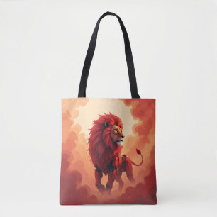Deep Crimson Glow – The Lion of Burning Destiny. Tote Bag