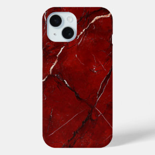 Deep Crimson Marble iPhone Case with Elegant Veins