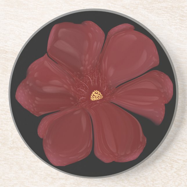 Deep Crimson Moody Bloom Glossy Dark Botanical Flo Coaster (Front)