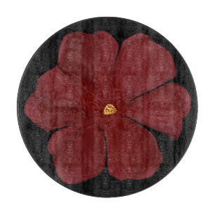 Deep Crimson Moody Bloom Glossy Dark Botanical Flo Cutting Board