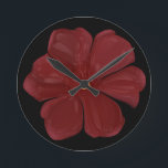 Deep Crimson Moody Bloom Glossy Dark Botanical Flo Round Clock<br><div class="desc">Embrace the drama of nature with this deep crimson bloom. This striking digital illustration features a bold red flower with a high-gloss, almost porcelain finish, set against a deep, moody background. Perfect for lovers of dark botanical art, gothic garden aesthetics, and moody floral decor. This piece captures a sense of...</div>