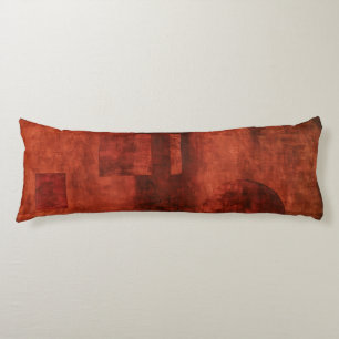 Deep Crimson Painting with Geometric Shapes Body Cushion